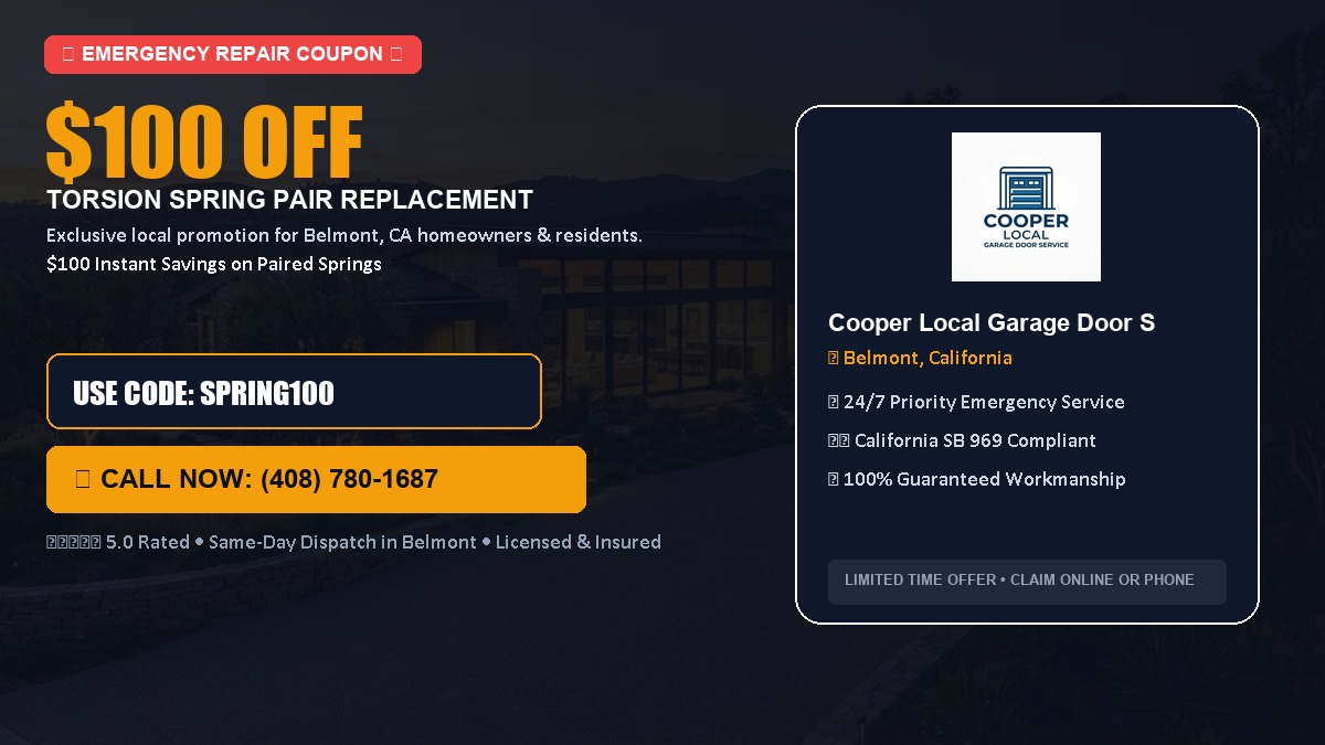 $100 OFF Heavy-Duty Torsion Spring Pair Replacement in Belmont, CA