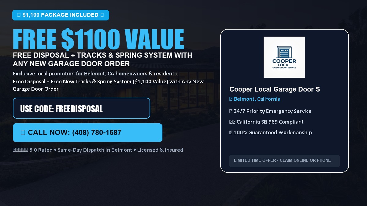Free Disposal + Free New Tracks & Spring System with Any New Garage Door Order ($1100 Value) in Belmont, CA